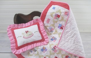 Doll Quilt and Pillow Sham - Kitty