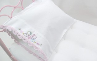 Doll Pillow Case Embroidered Bonnet Baby