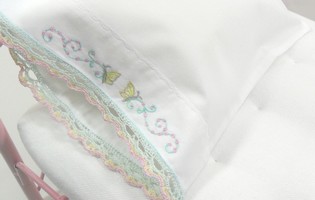 Doll Pillow Case With Embroidered Butterfly
