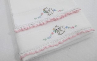 Doll Sheet Set Embroidered Squirrel Design